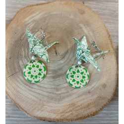 Boucles d'oreilles grue vert clair