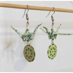 Boucles d'oreilles grue vert clair