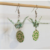 Boucles d'oreilles grue vert clair