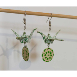 Boucles d'oreilles grue vert clair