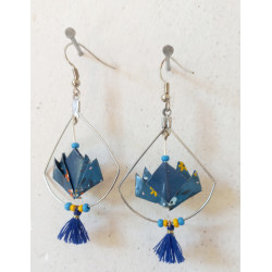 Boucles d'oreilles nénuphar bleu foncé