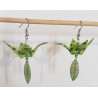 Boucles d'oreilles grue verte pomme navette losange
