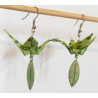 Boucles d'oreilles grue verte pomme navette losange