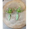 Boucles d'oreilles grue verte pomme navette losange