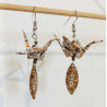 Boucles d'oreilles grue marron navette losange