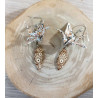 Boucles d'oreilles grue marron navette losange