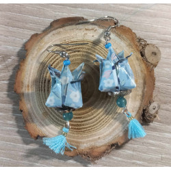 Boucles d'oreilles Fleur de lotus bleu ciel