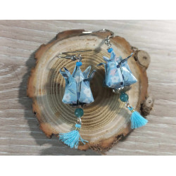 Boucles d'oreilles Fleur de lotus bleu ciel