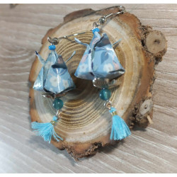 Boucles d'oreilles Fleur de lotus bleu ciel