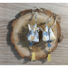 Boucles d'oreilles Fleur de lotus jaune et  bleu