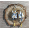 Boucles d'oreilles Fleur de lotus jaune et  bleu