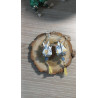 Boucles d'oreilles Fleur de lotus jaune et  bleu