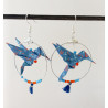 Boucles d'oreilles colibri bleu et orange