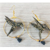 Boucles d'oreilles colibri noir et doré