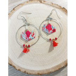 Boucles d'oreilles nénuphar rouge coquelicot