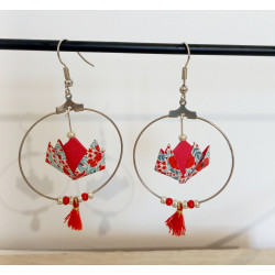 Boucles d'oreilles nénuphar rouge coquelicot