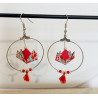 Boucles d'oreilles nénuphar rouge coquelicot