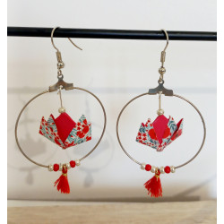 Boucles d'oreilles nénuphar rouge coquelicot