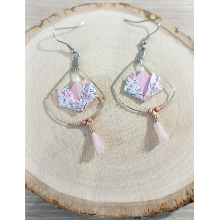 Boucles d'oreilles nénuphar rose pâle