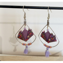 Boucles d'oreilles nénuphar violet foncé