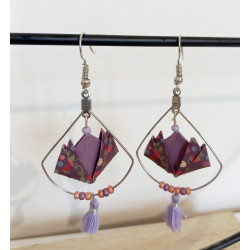 Boucles d'oreilles nénuphar violet foncé
