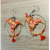 Boucles d'oreilles colibri rouge et orange