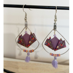 Boucles d'oreilles nénuphar violet foncé