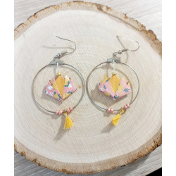 Boucles d'oreilles nénuphar orange / rose