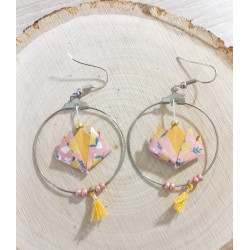 Boucles d'oreilles nénuphar orange / rose