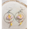 Boucles d'oreilles nénuphar orange / rose