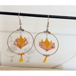 Boucles d'oreilles nénuphar orange / rose