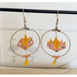Boucles d'oreilles nénuphar orange / rose
