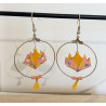 Boucles d'oreilles nénuphar orange / rose