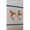 Boucles d'oreilles colibri rouge et orange