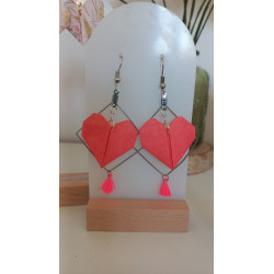 Boucles d'oreilles origami cœur losange