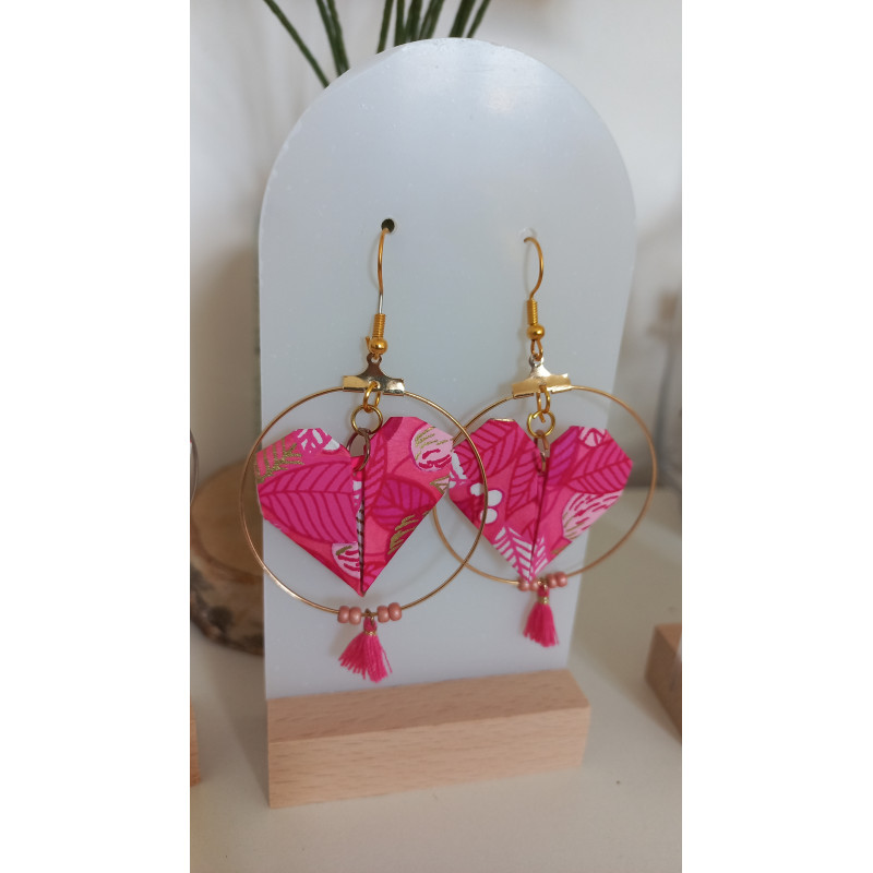 Boucles d'oreilles origami cœur