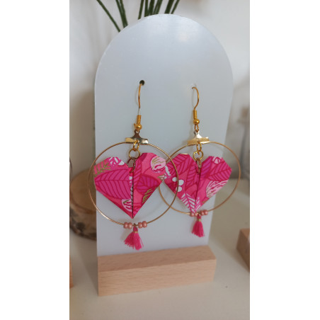 Boucles d'oreilles origami cœur