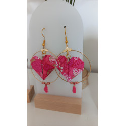 Boucles d'oreilles origami cœur