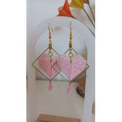 Boucles d'oreilles cœur losange doré