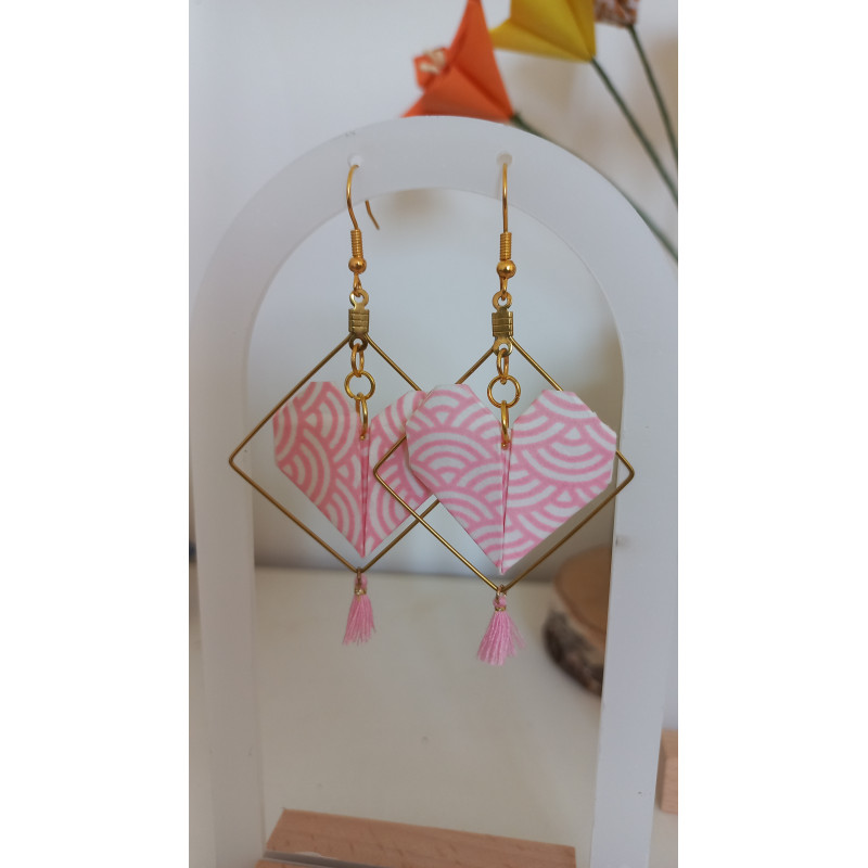 Boucles d'oreilles cœur losange doré Boucles d'oreilles cœur losange doré