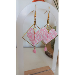 Boucles d'oreilles cœur losange doré