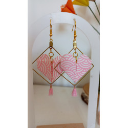 Boucles d'oreilles cœur losange doré