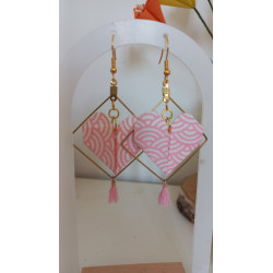 Boucles d'oreilles cœur losange doré