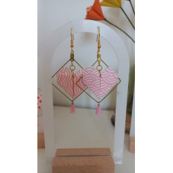 Boucles d'oreilles cœur losange doré