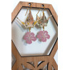 boucle d'oreille grue rose et jaune