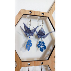 boucle d'oreille grue bleue