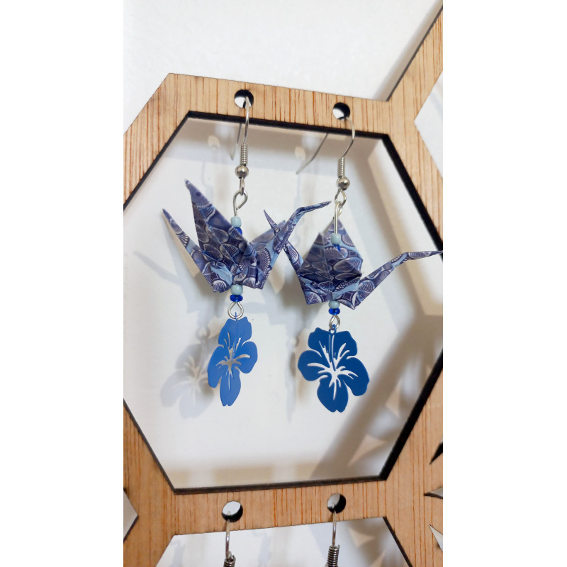 boucle d'oreille grue bleue