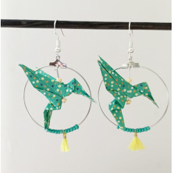 Boucles d'oreilles colibri jauneclair/vert