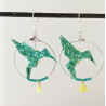 Boucles d'oreilles colibri jauneclair/vert