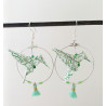 Boucles d'oreilles colibri vert clair